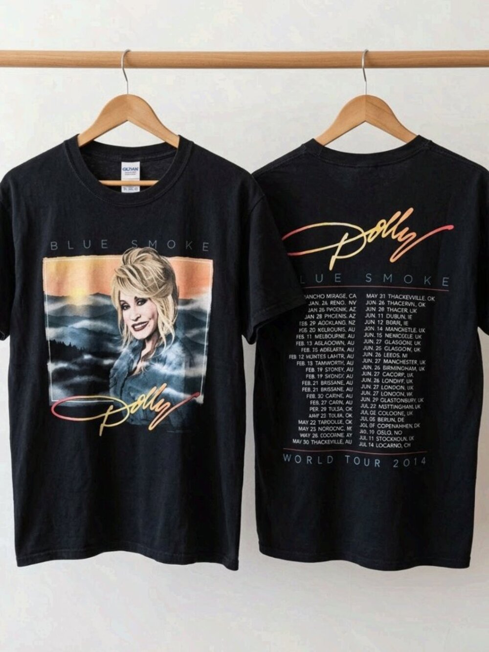 Dolly Parton Blue Smoke World Tour 2014 Vintage Black Graphic T Shirt Reprint